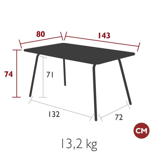 TABLE LUXEMBOURG 143 X 80 CM FERMOB