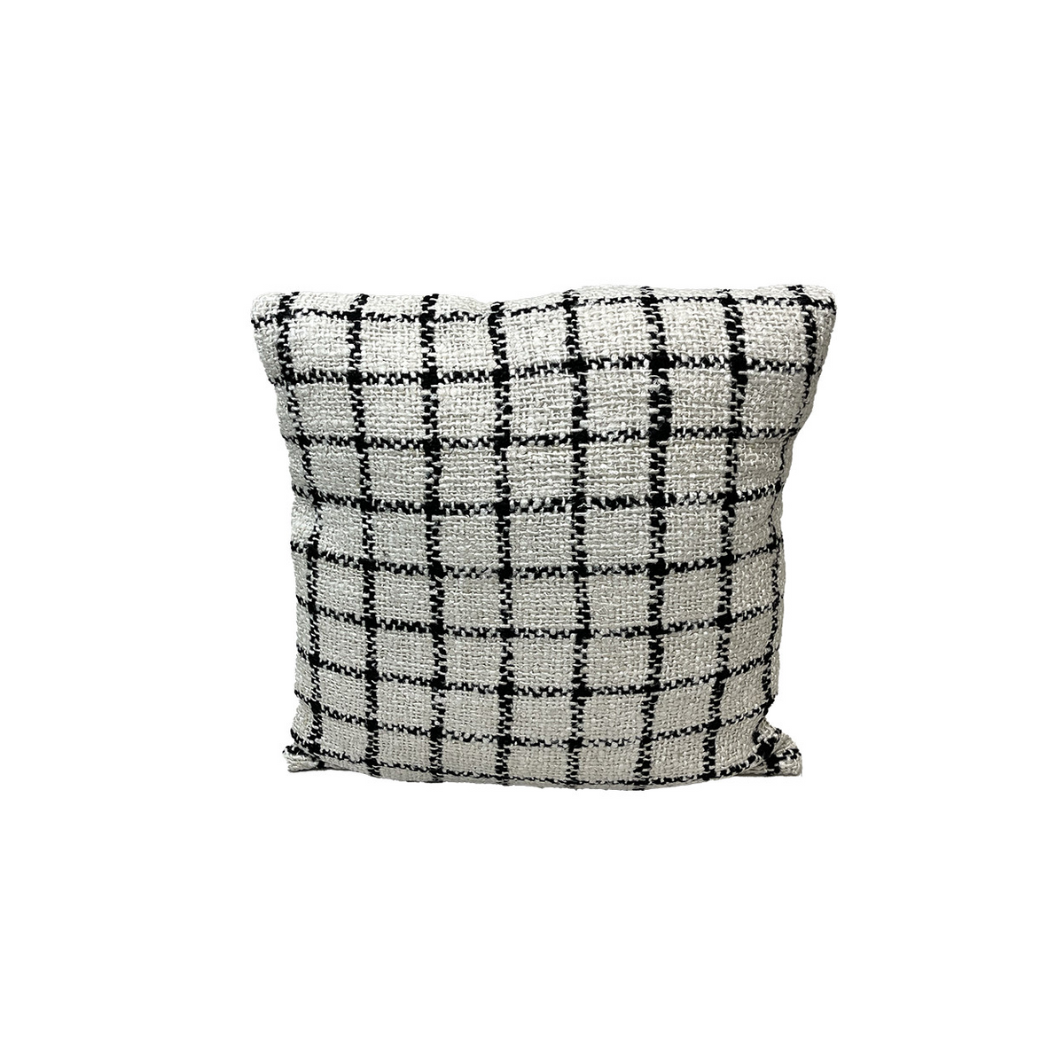 Coussin tissé à carreaux noir et écru 50 x 50 cm BAZAR DE LUXE