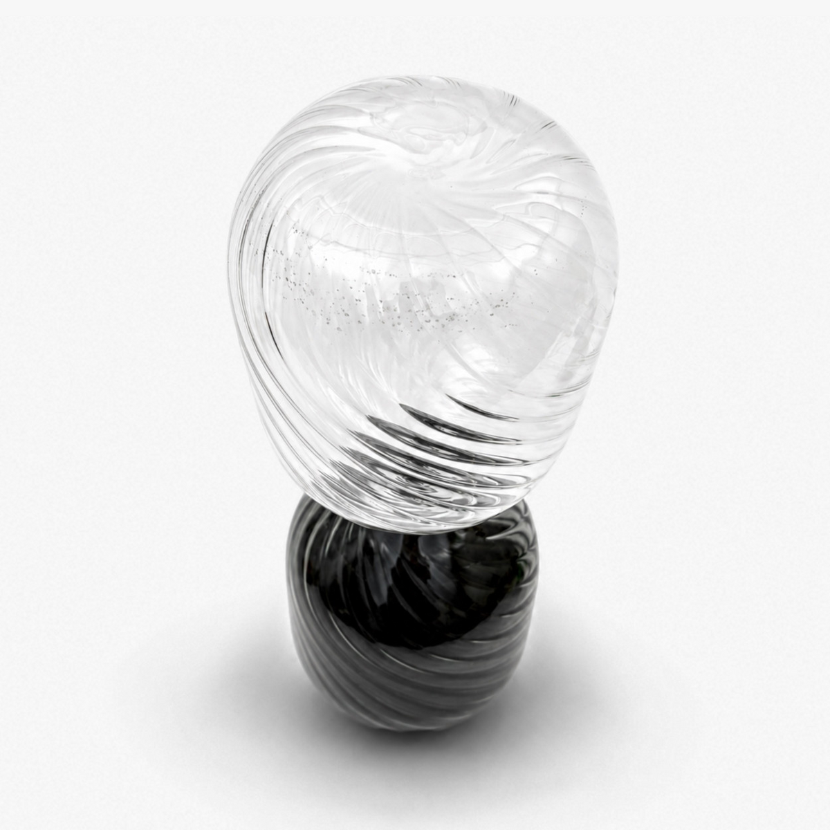 Grand sablier décoratif en verre transparent et noir – 34 cm