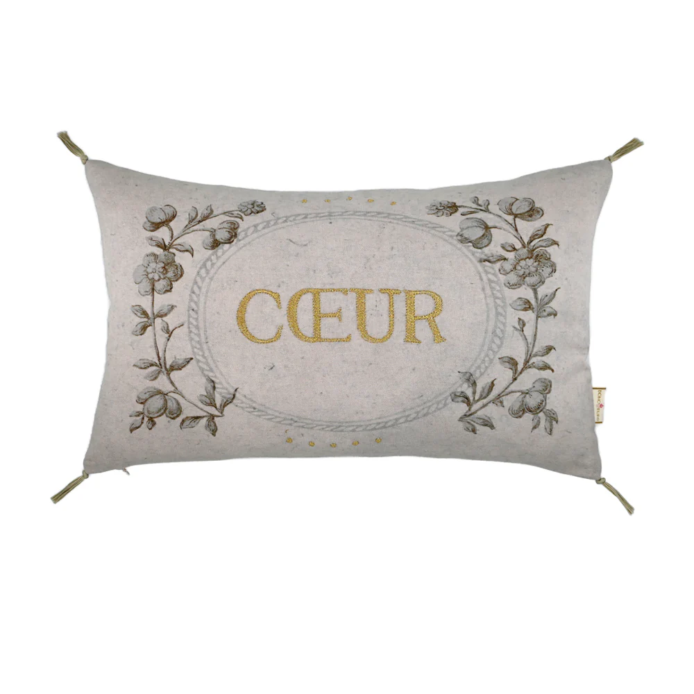 COUSSIN ENLUMINURE COEUR BONCOEURS