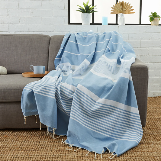 FOUTA ARTHUR XXL 200X300 BYFOUTA bleu ciel