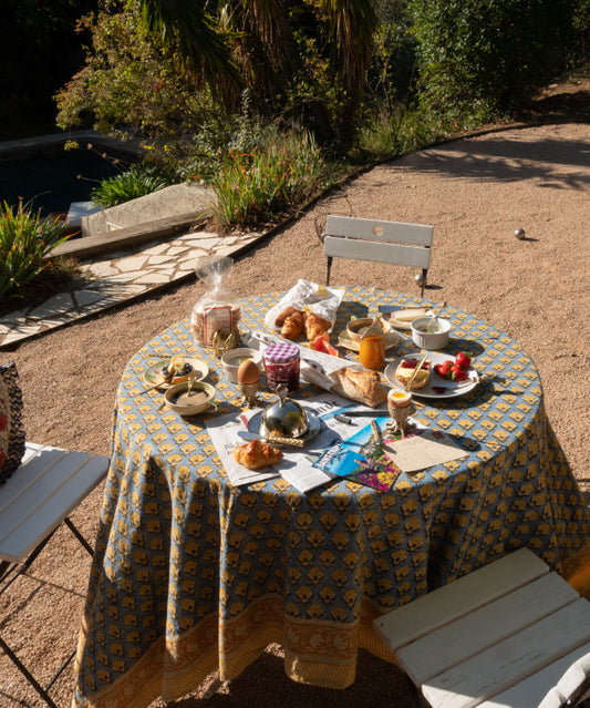 JETE LIT NAPPE 140X220 BLUE EMMA NAPPE / SERVIETTE DOING GOODS