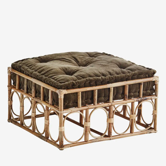 POUF ROTIN VELOURS 60X60X36 FAUTEUIL / CANAPE MADAM STOLTZ