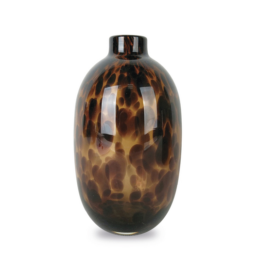 Vase Alan en verre effet léopard ambré – Ø 11 x H 20 cm