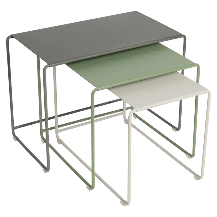 OULALA TRILOGIE DE TABLES BASSES GIGOGNES TABLE FERMOB Romarin Cactus Gris argile