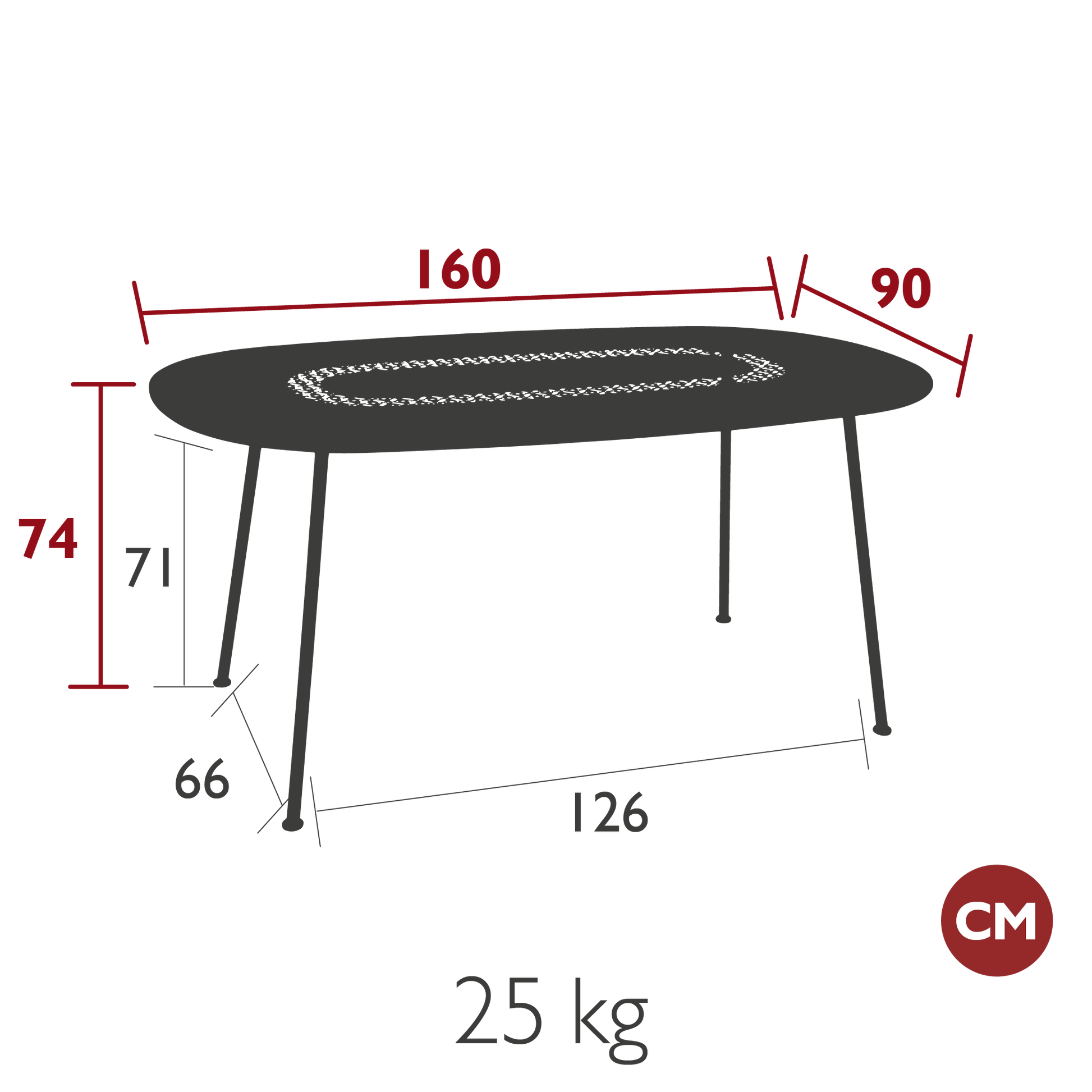TABLE OVALE LORETTE 160 X 90 CM FERMOB