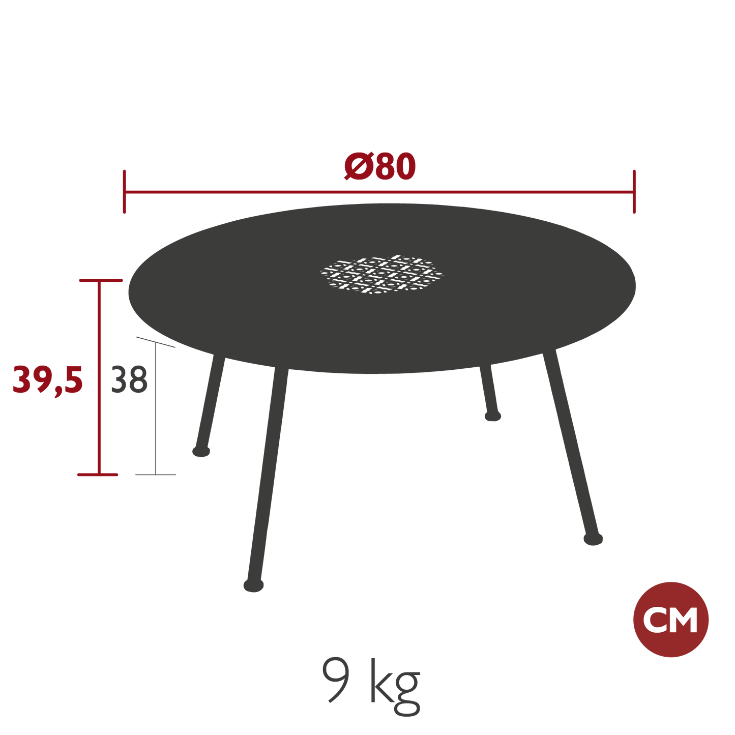 TABLE BASSE LORETTE Ø 80 CM MOBILIER EXTERIEUR FERMOB