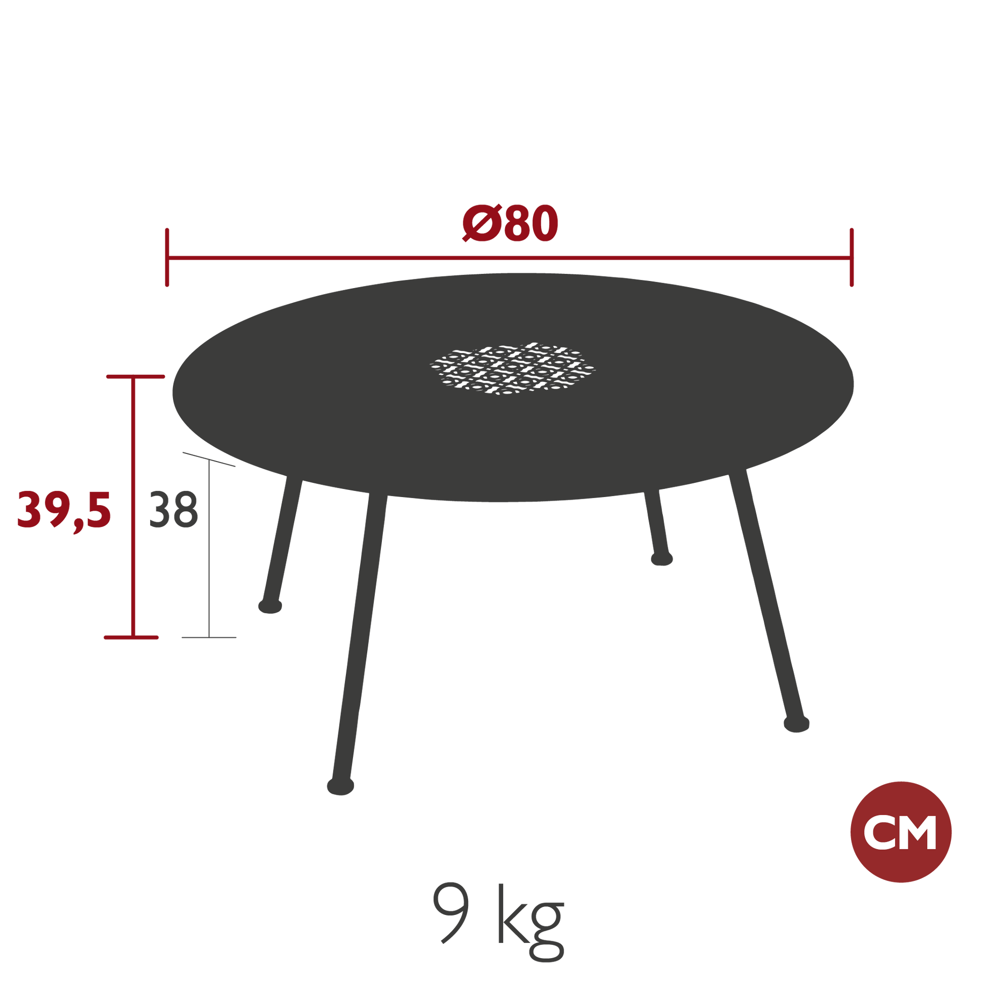 TABLE BASSE LORETTE Ø 80 CM MOBILIER EXTERIEUR FERMOB