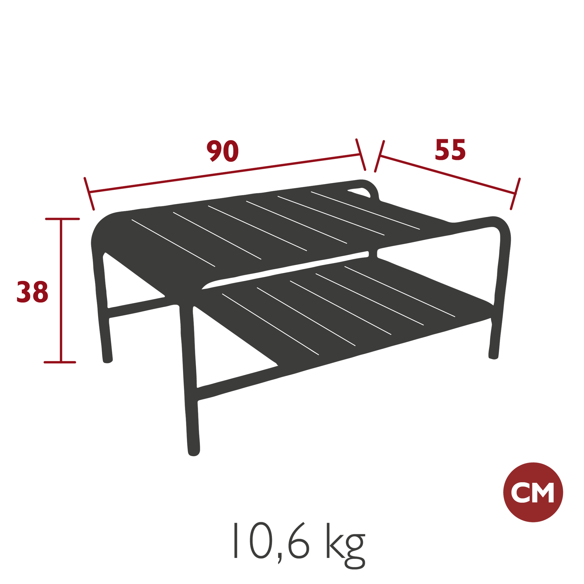TABLE BASSE LUXEMBOURG 90 x 55 CM FERMOB