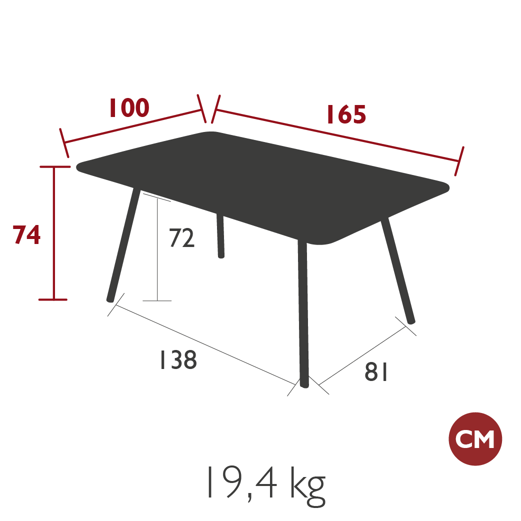 TABLE LUXEMBOURG 165 X 100 CM FERMOB