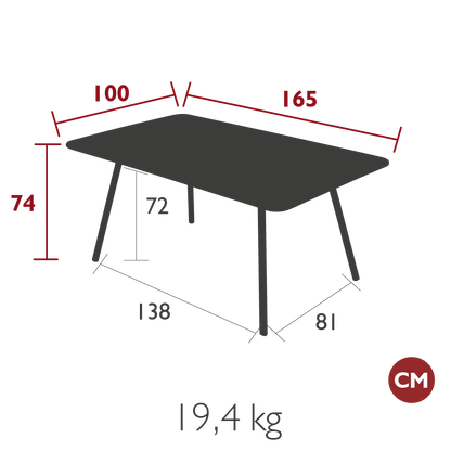TABLE LUXEMBOURG 165 X 100 CM FERMOB