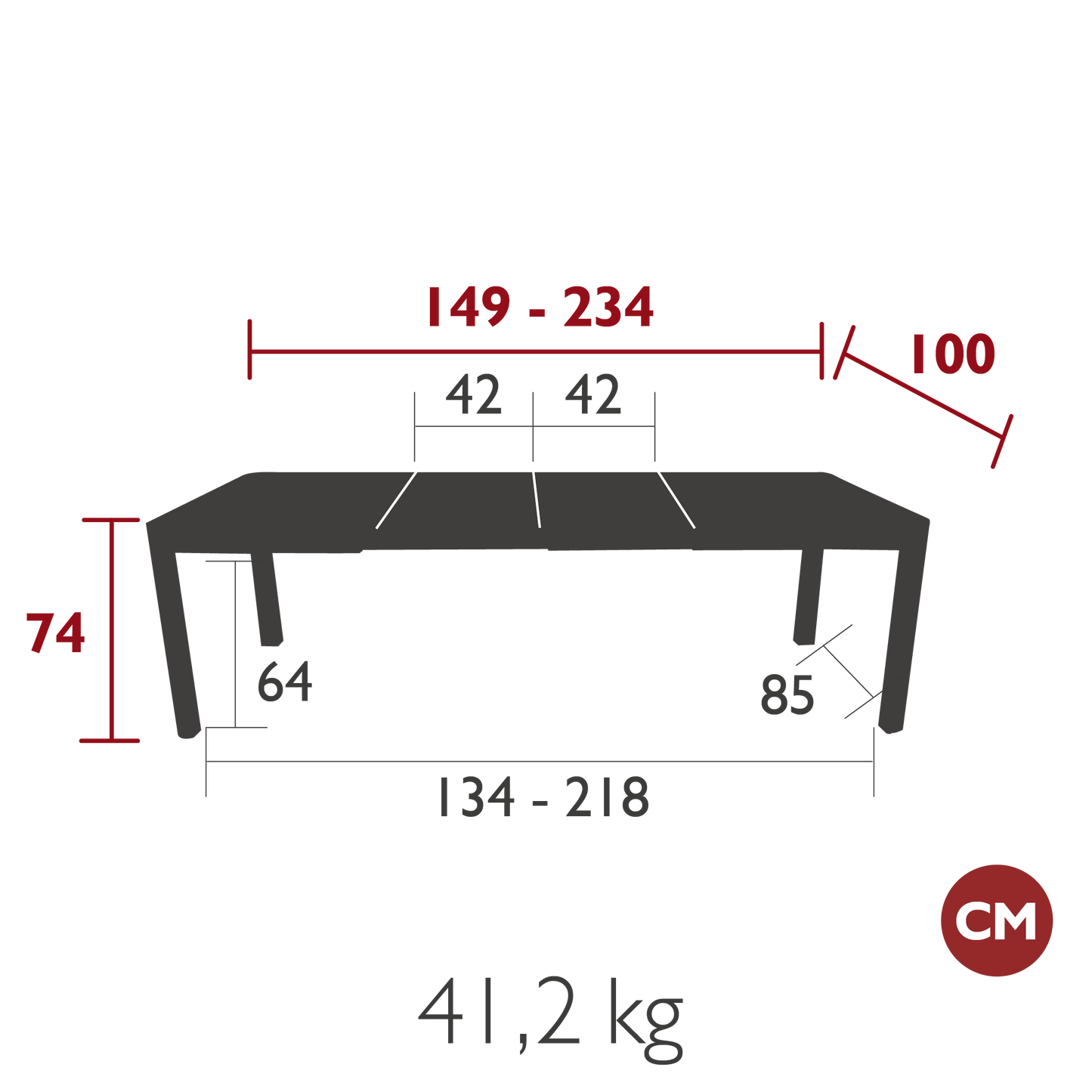 TABLE 2 ALLONGES RIBAMBELLE 149/234 X 100 CM FERMOB