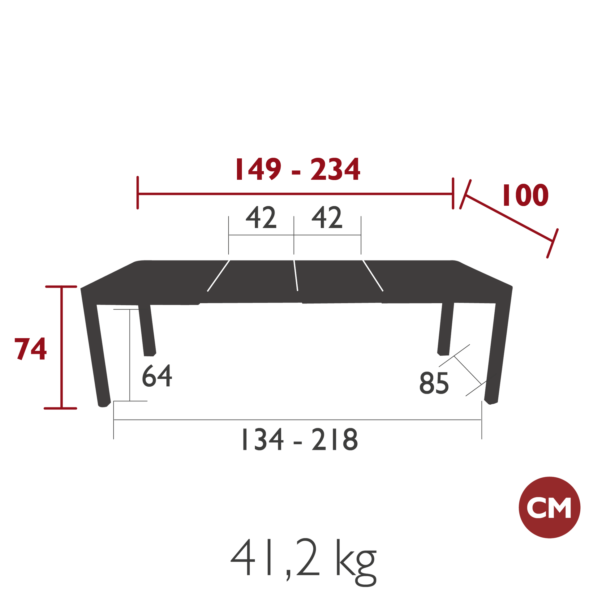 TABLE 2 ALLONGES RIBAMBELLE 149/234 X 100 CM FERMOB