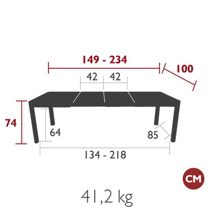 TABLE 2 ALLONGES RIBAMBELLE 149/234 X 100 CM FERMOB
