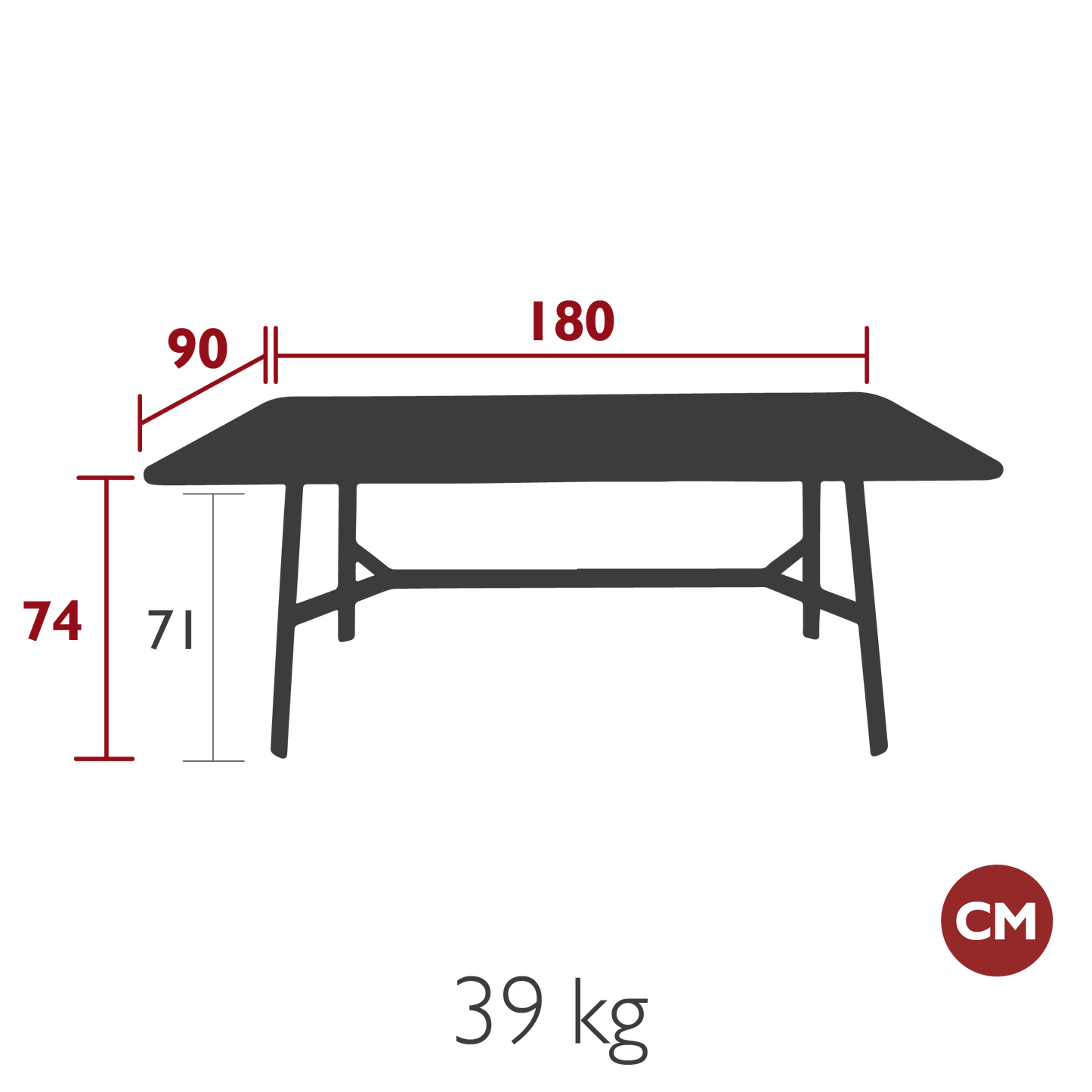 TABLE CHÊNE SO'O 180 x 90 CM FERMOB