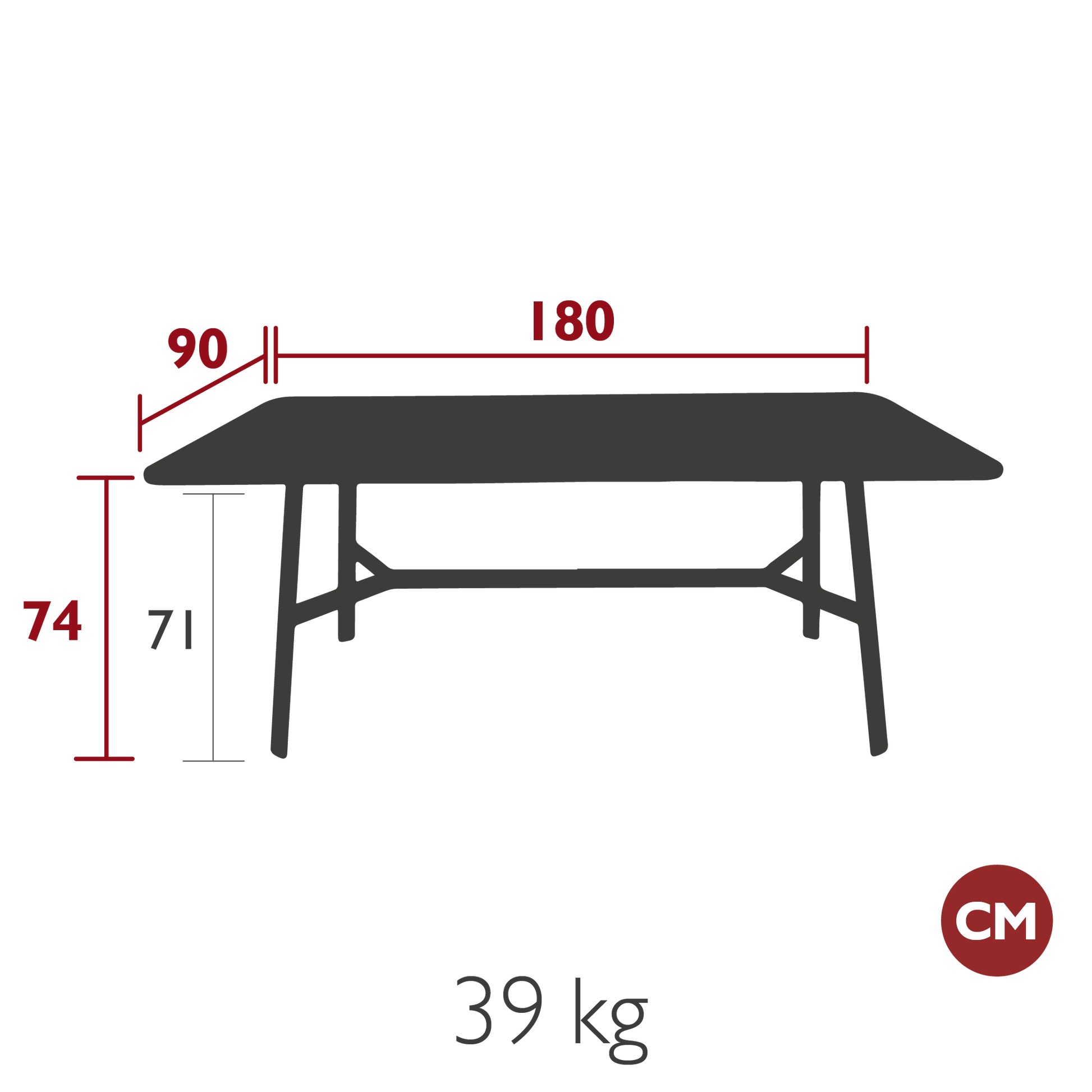 TABLE CHÊNE SO'O 180 x 90 CM FERMOB