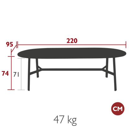 TABLE CHÊNE OVALE SO'O 220 X 95 CM FERMOB