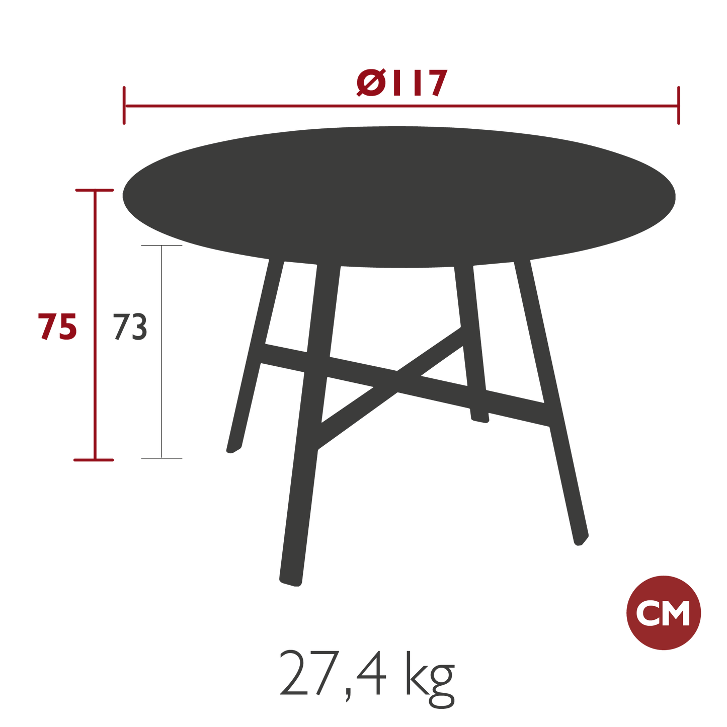 TABLE SO'O Ø 117 CM FERMOB