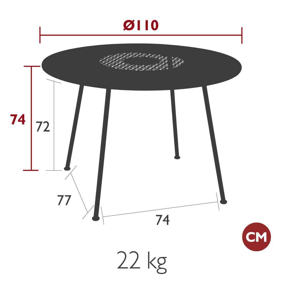 TABLE LORETTE Ø 110 CM FERMOB