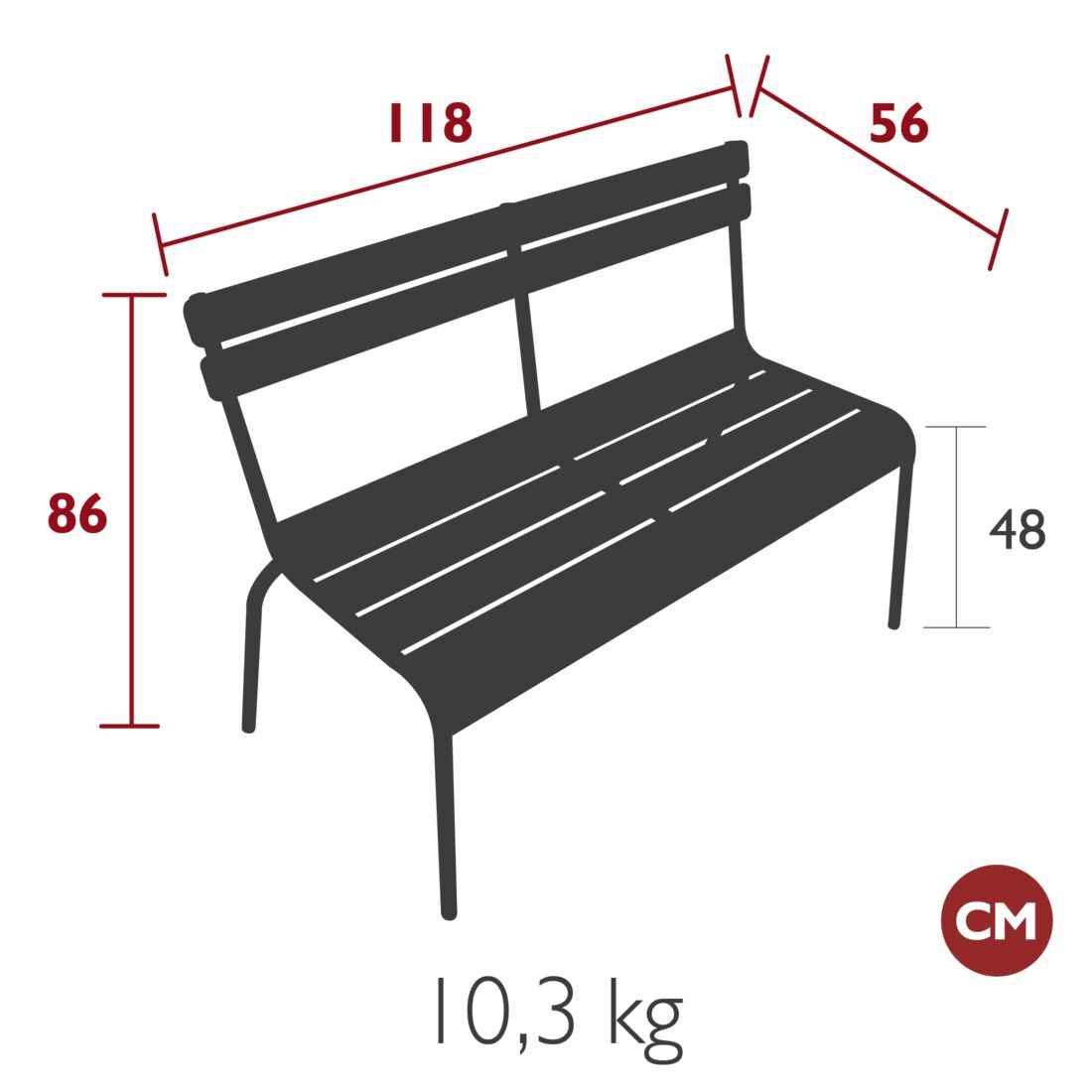 BANC À DOSSIER 2/3 PLACES LUXEMBOURG FERMOB