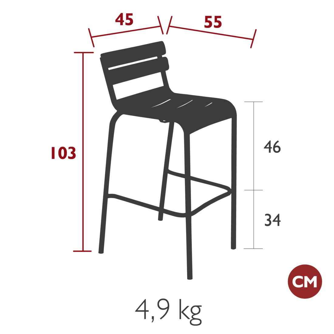 CHAISE DE BAR LUXEMBOURG FERMOB
