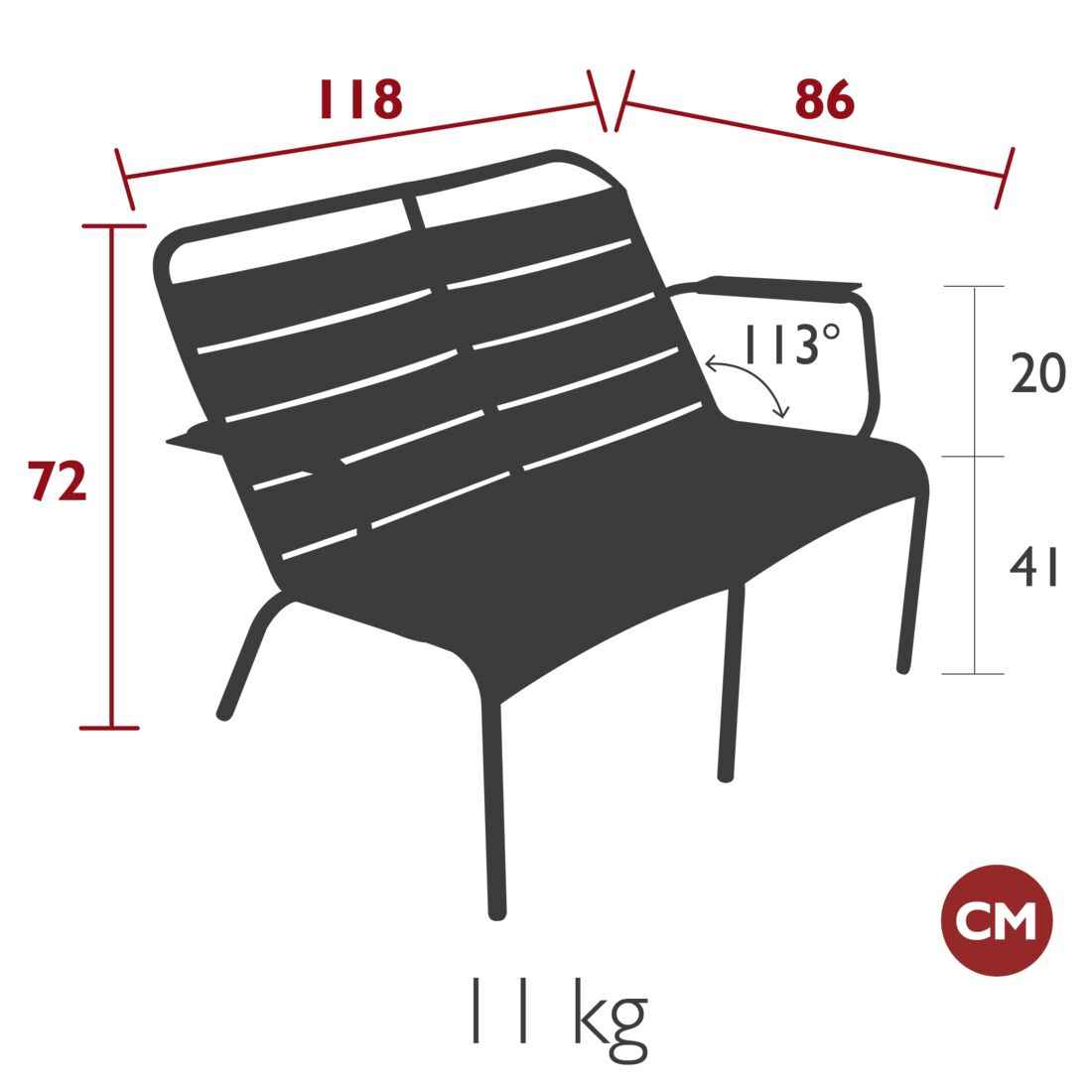 FAUTEUIL BAS DUO LUXEMBOURG FERMOB