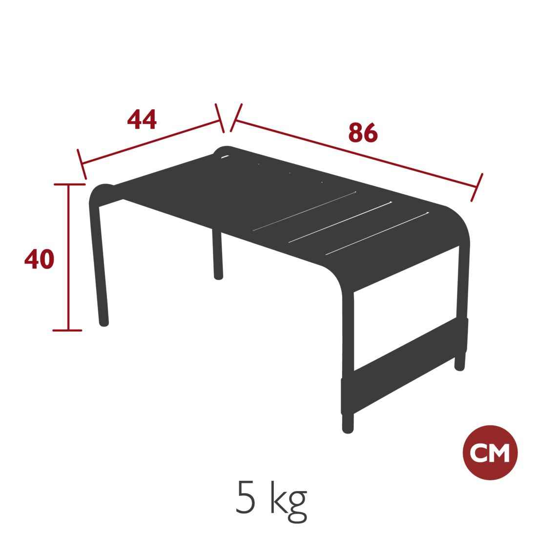 TABLE BASSE / BANC LUXEMBOURG 86 X 44 CM FERMOB