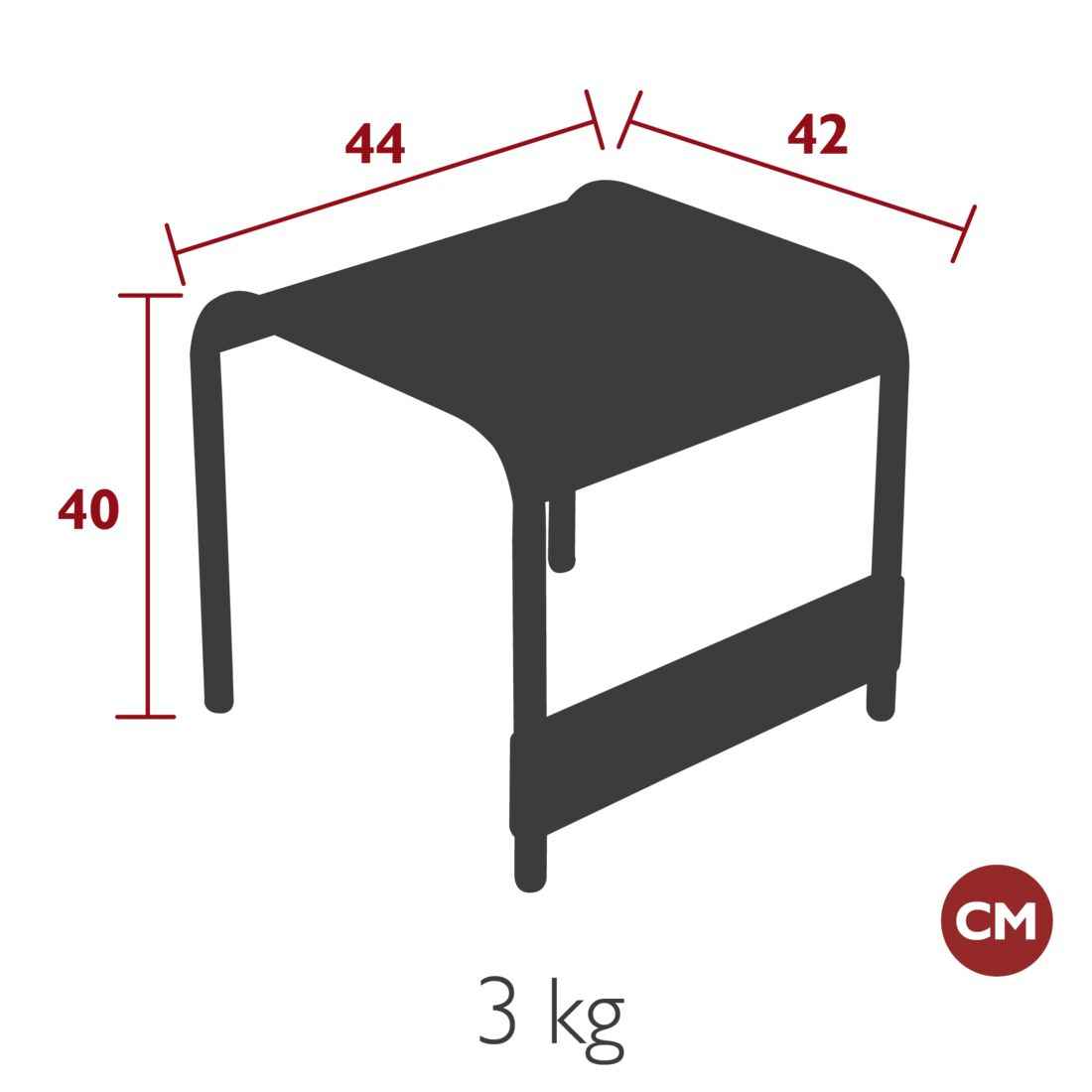 TABLE BASSE / REPOSE-PIEDS LUXEMBOURG 42 X 44 CM FERMOB