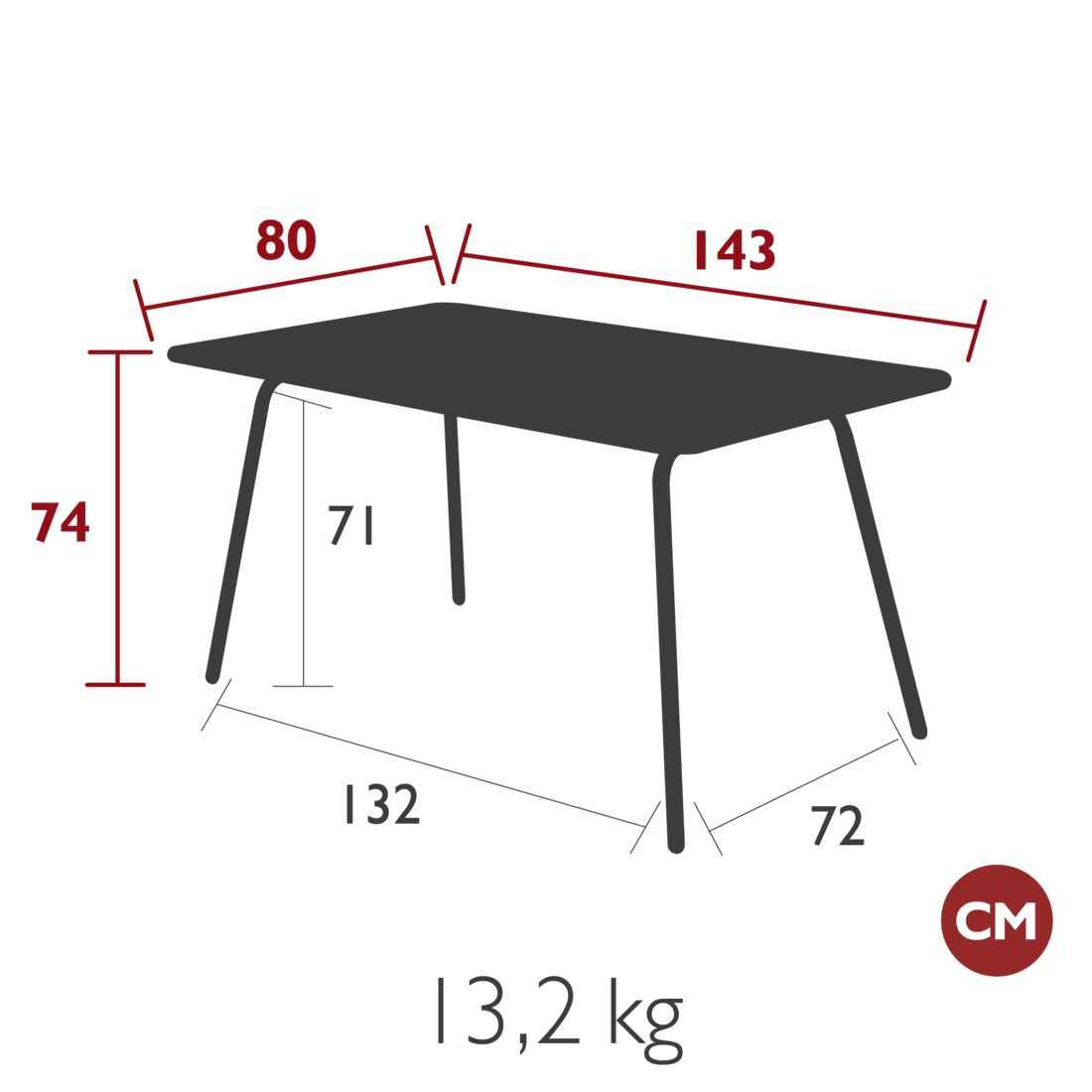 TABLE LUXEMBOURG 143 X 80 CM FERMOB