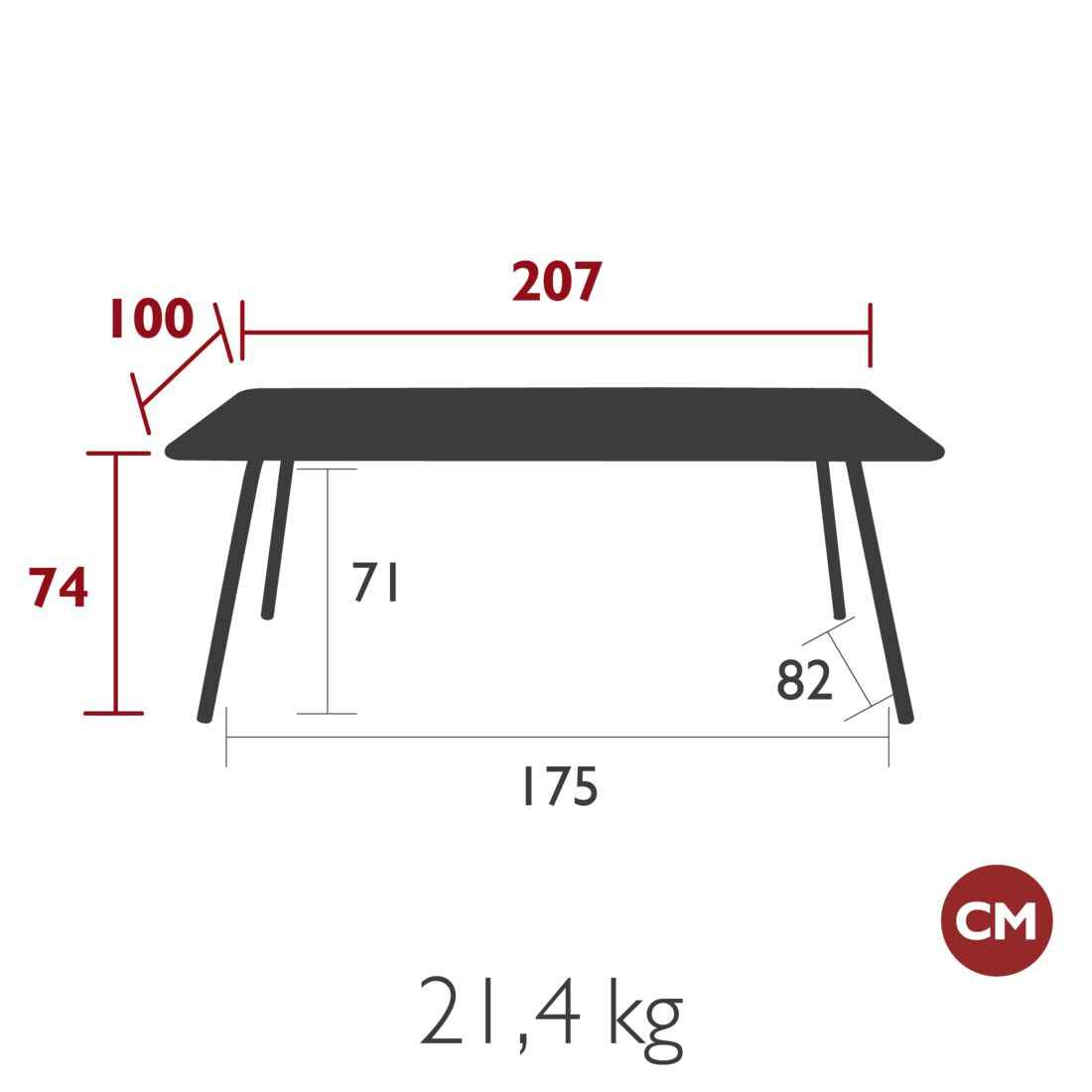 TABLE LUXEMBOURG 207 X 100 CM FERMOB