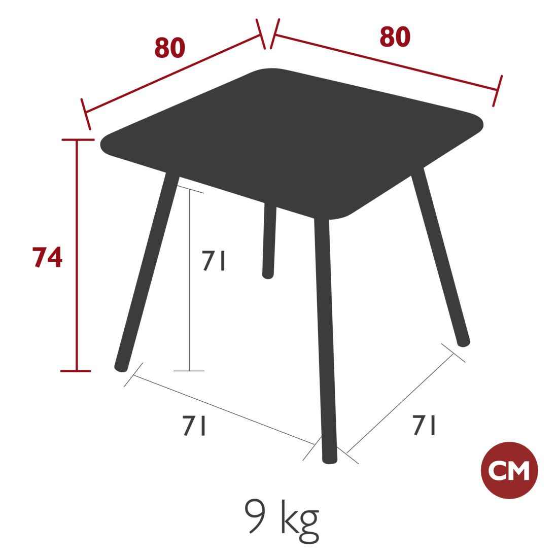 TABLE LUXEMBOURG 80 X 80 CM FERMOB