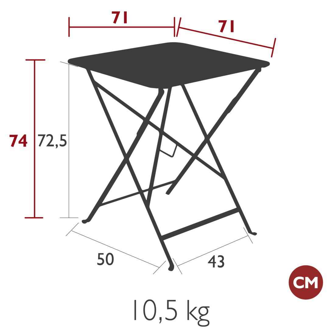 TABLE BISTRO 71 X 71 CM FERMOB