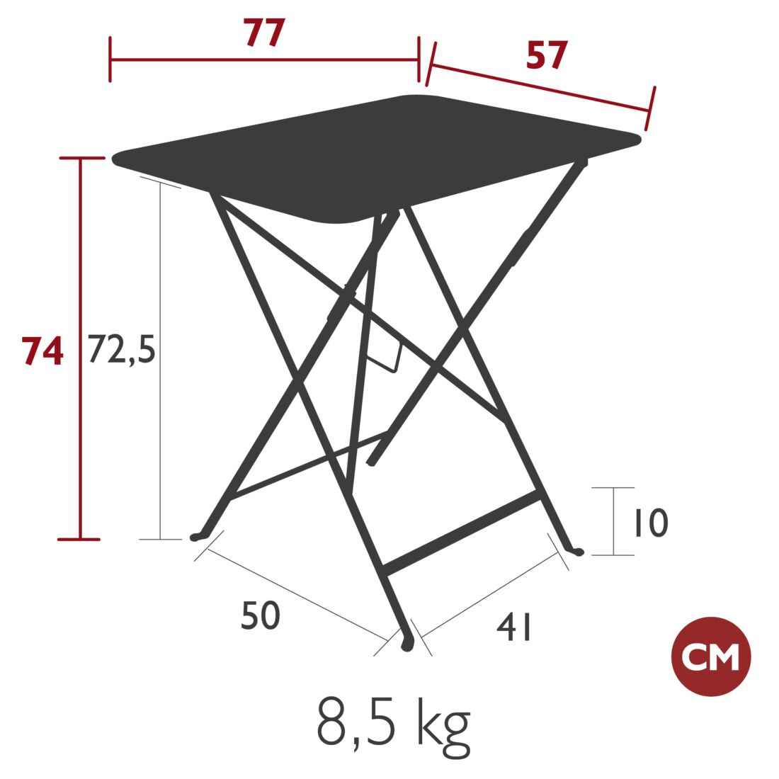 TABLE BISTRO 77 X 57 CM FERMOB