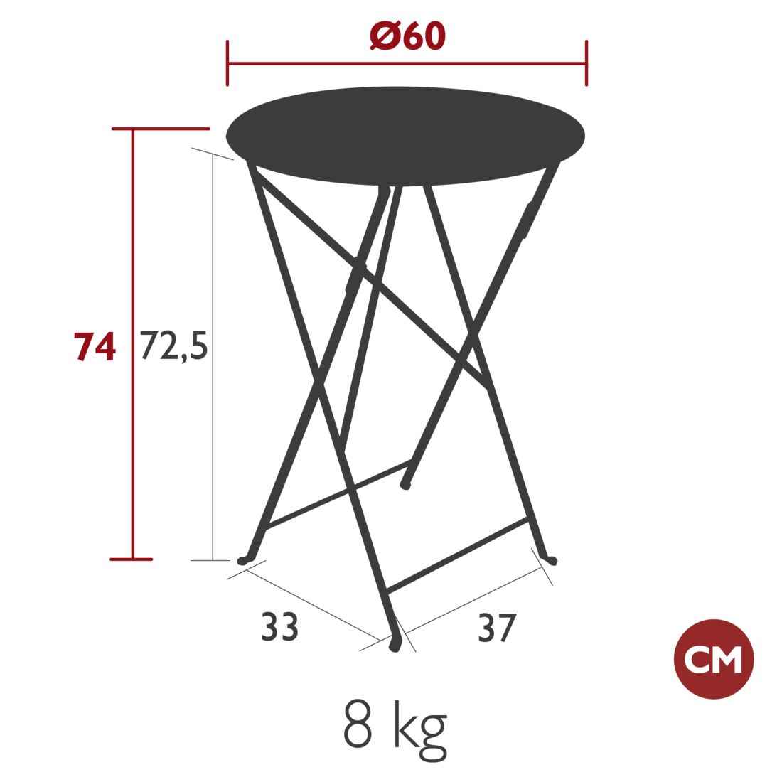 TABLE RONDE BISTRO Ø 60 CM FERMOB