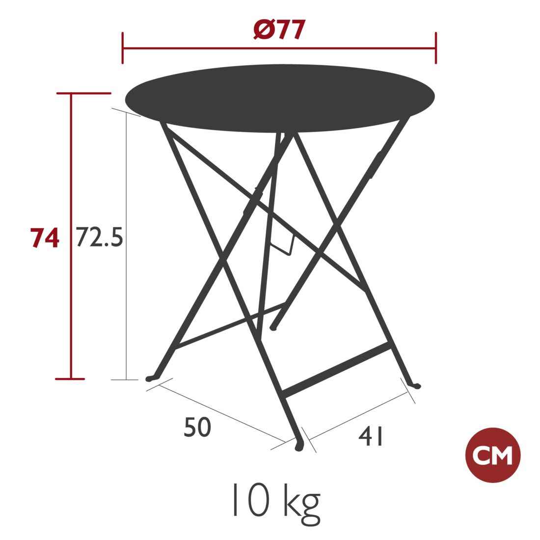 TABLE RONDE BISTRO Ø 77 CM FERMOB
