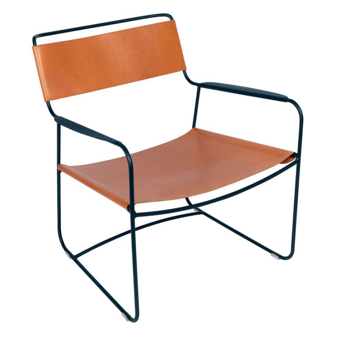 FAUTEUIL BAS CUIR SURPRISING FERMOB Bleu abysse