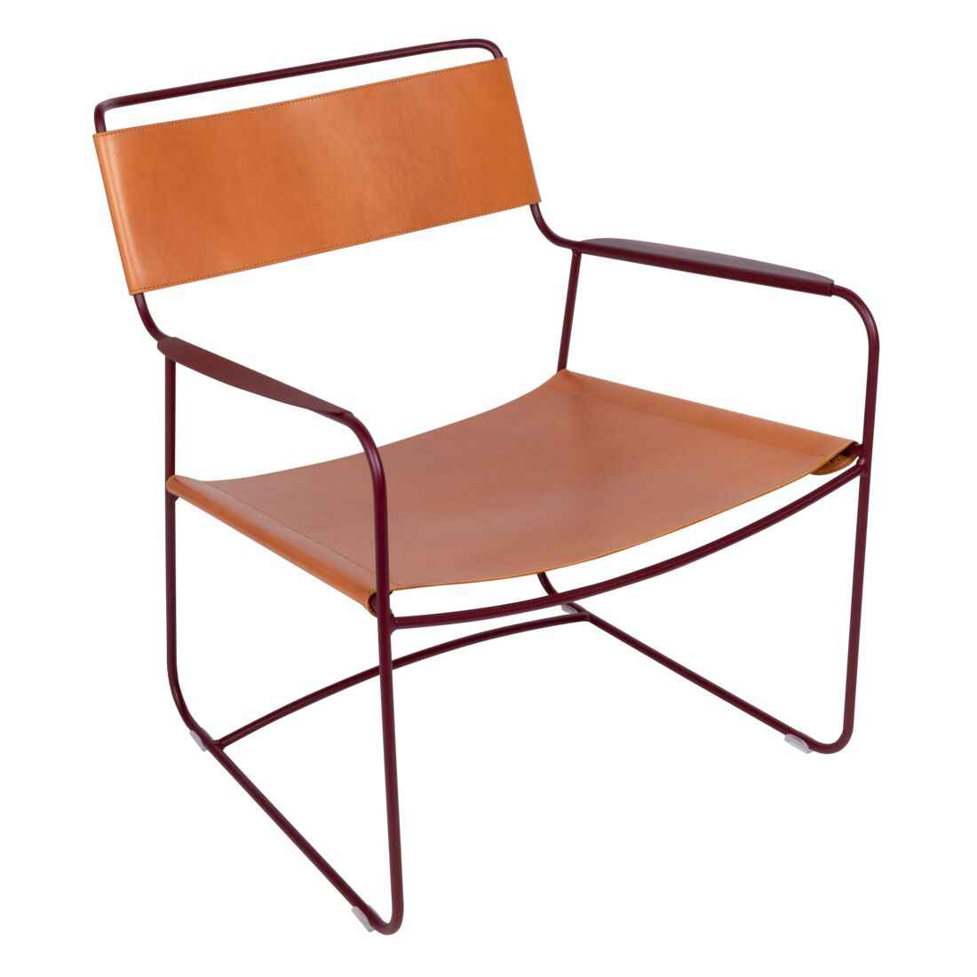 FAUTEUIL BAS CUIR SURPRISING FERMOB Cerise noire