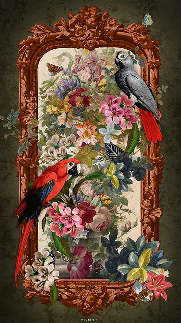 Tenture murale velours 80 x 144 cm – LES PERROQUETS DECORATION MURALE VOGLIO BENE