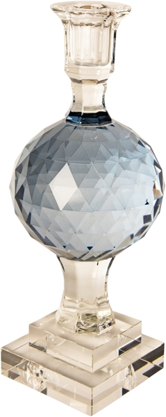 Grand bougeoir en cristal gravé bleu nuit – 25,5 cm AU MAISON