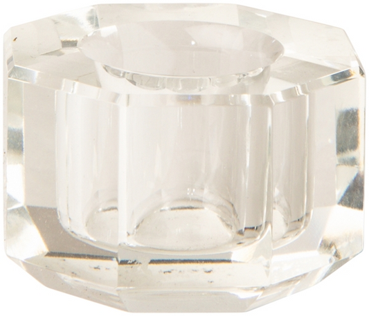 Petit bougeoir en cristal transparent facetté – 4,5 cm AU MAISON