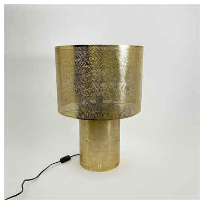 Lampe à poser dorée en métal ajouré – Double éclairage – 40 cm
