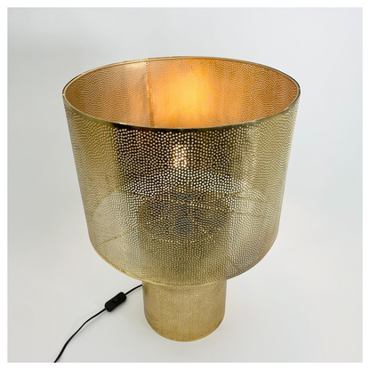 Lampe à poser dorée en métal ajouré – Double éclairage – 40 cm