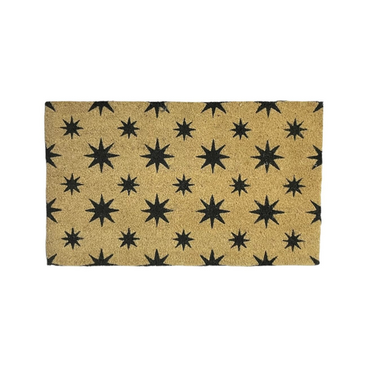 Paillasson en fibre de coco motif étoiles noires – 75 x 45 cm BAZAR DE LUXE