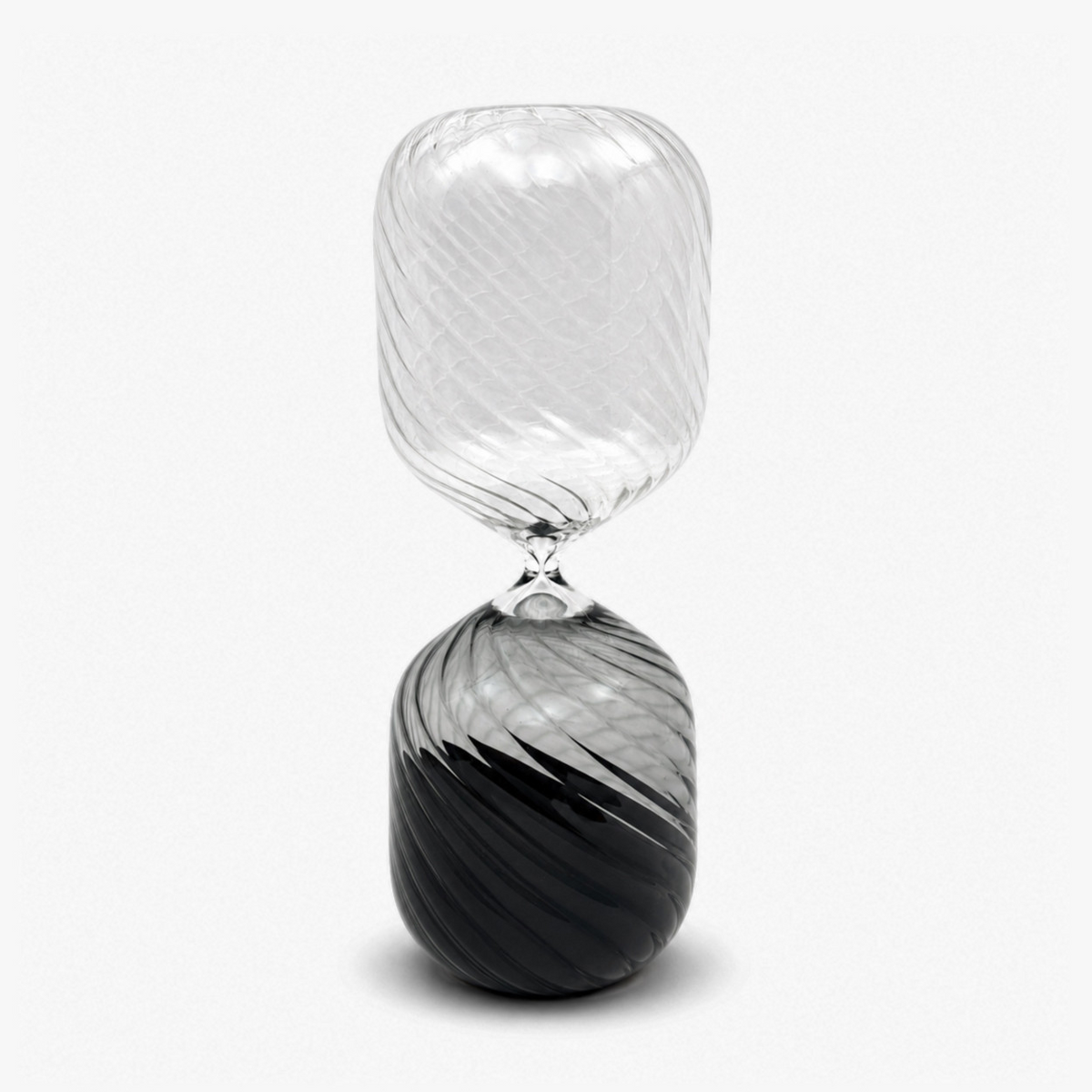 Grand sablier décoratif en verre transparent et noir – 34 cm