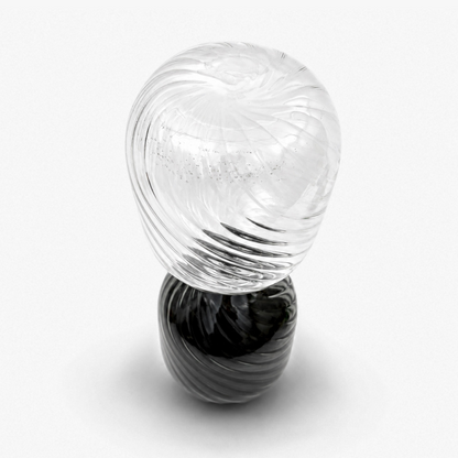 Grand sablier décoratif en verre transparent et noir – 34 cm