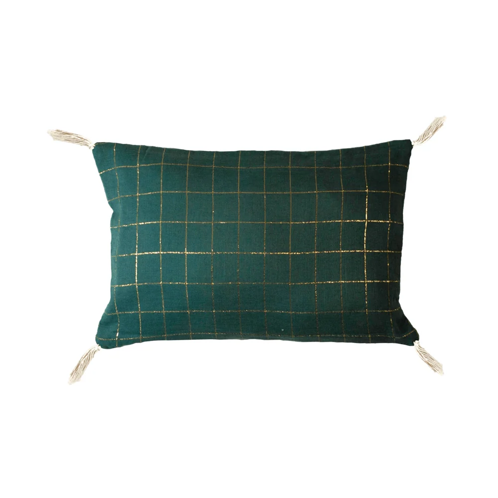 Mini coussin Lurex Carreaux Vert Forêt 20 x 30 cm – BONCOEURS BONCOEURS