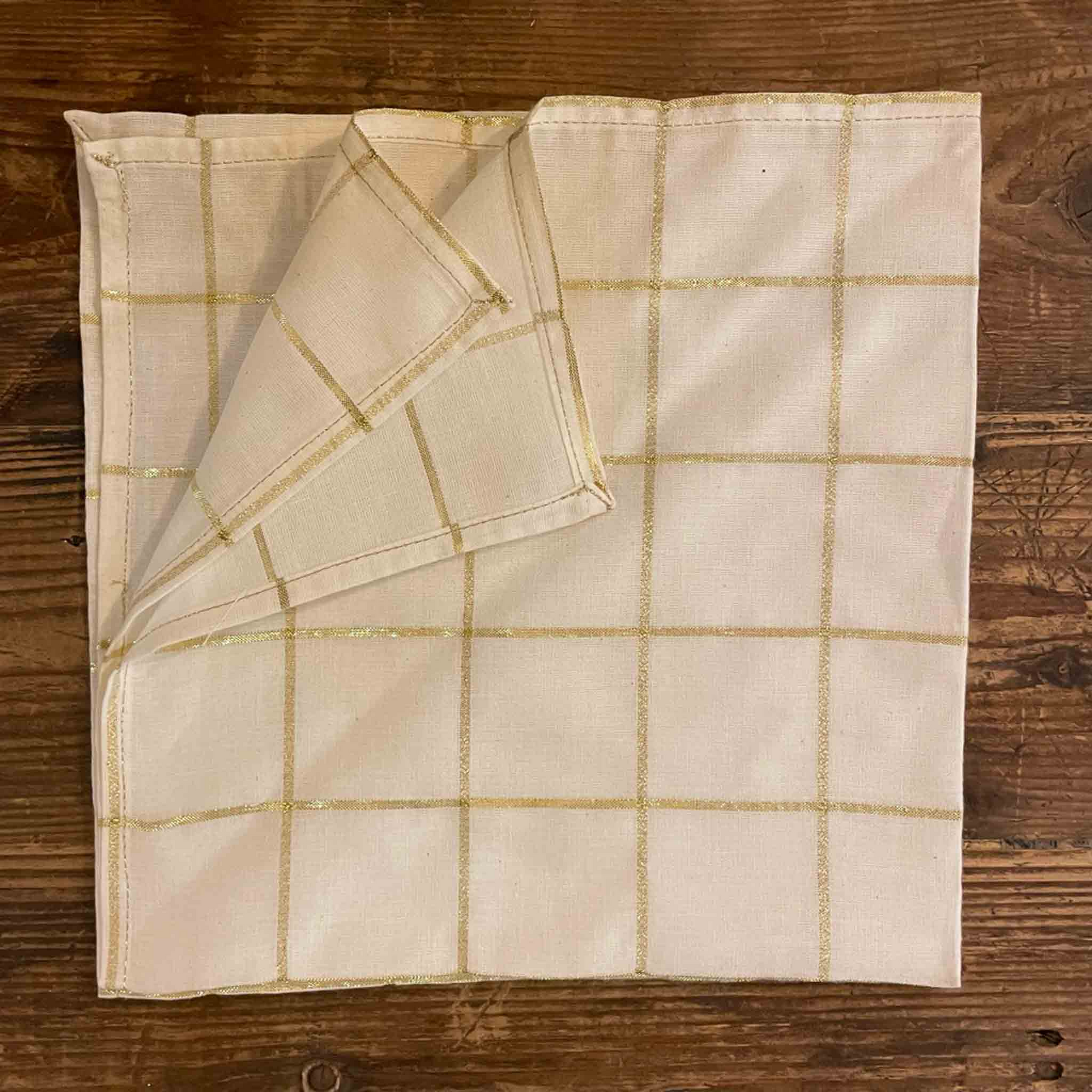 LOT 6 SERVIETTES CARREAUX LUREX HOSTIE BONCOEURS