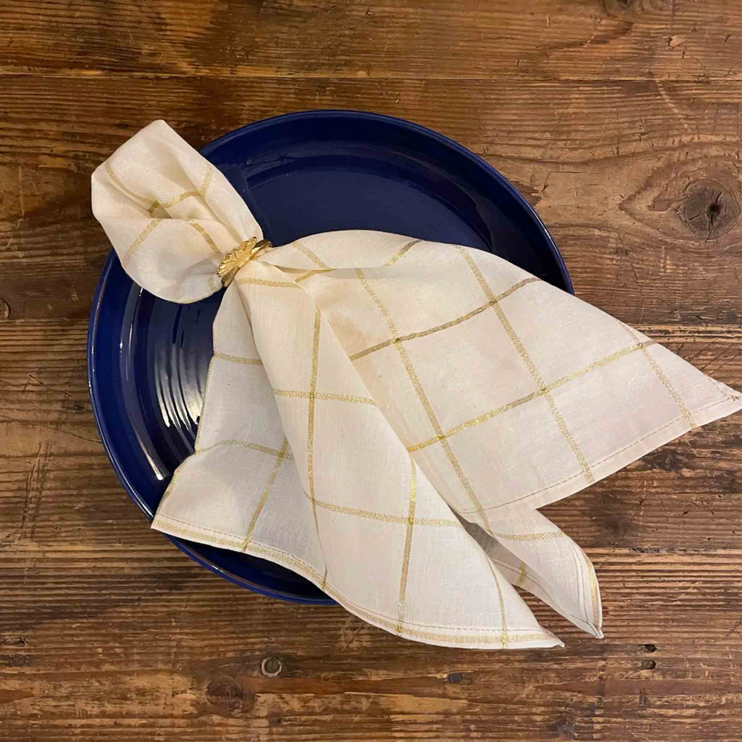 LOT 6 SERVIETTES CARREAUX LUREX HOSTIE BONCOEURS