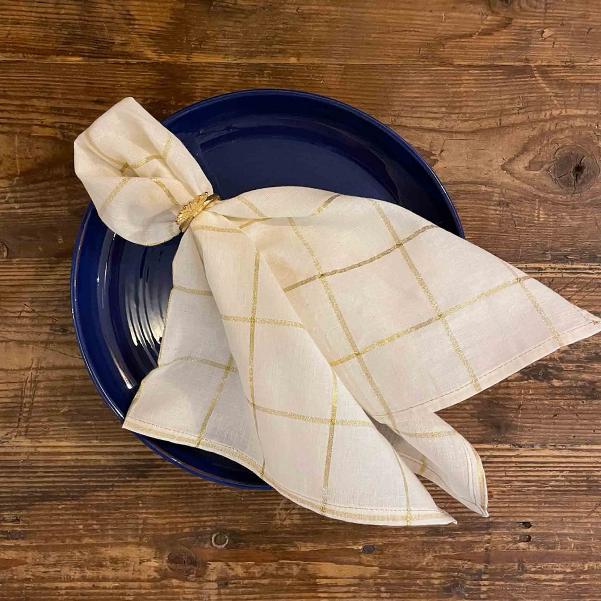 LOT 6 SERVIETTES CARREAUX LUREX HOSTIE BONCOEURS