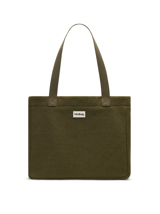 Grand cabas Claude en laine effet Khaki HINDBAG – Vert kaki HINDBAG KHAKI